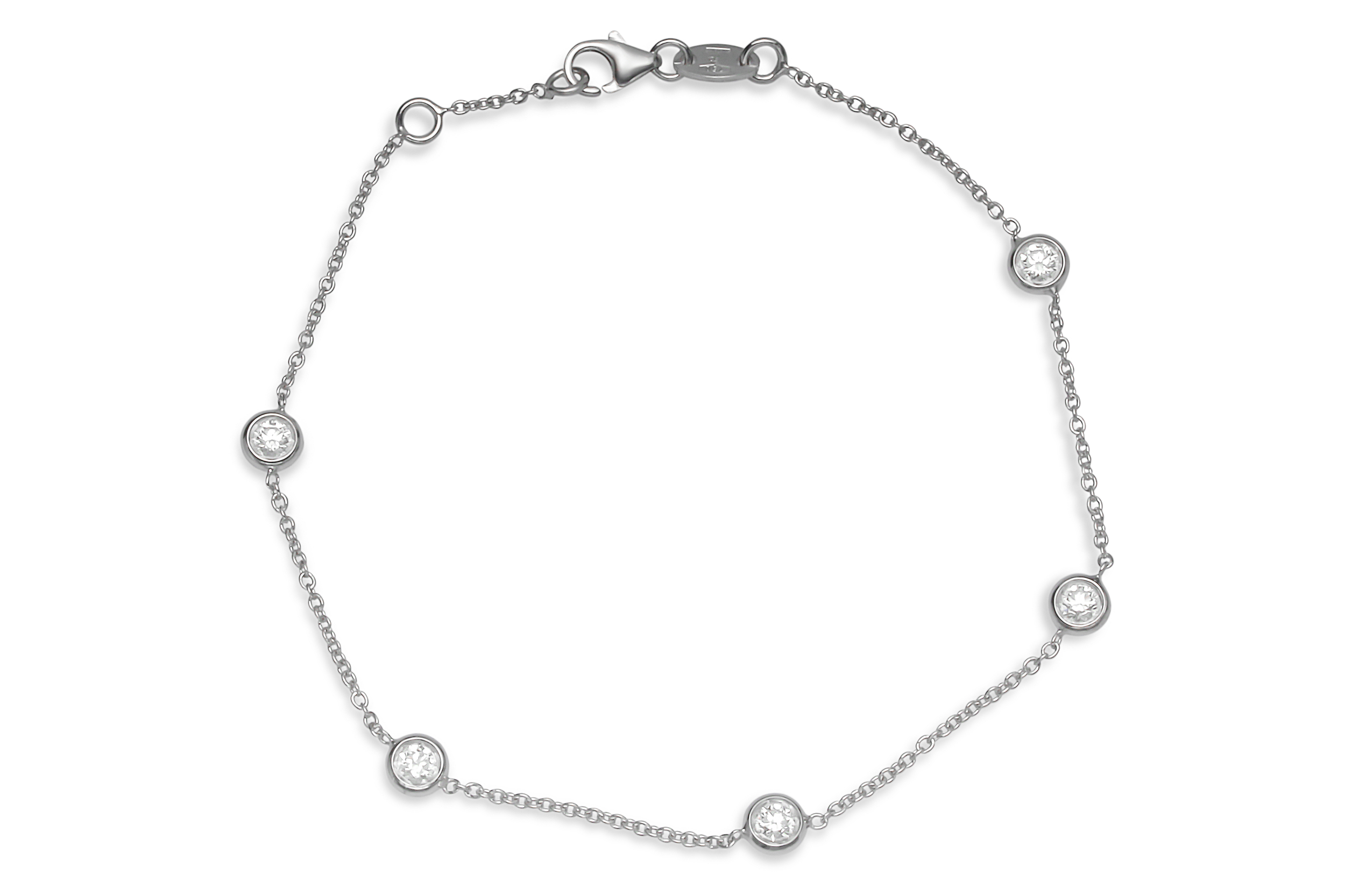 0.50 Carat Round Chain Diamond Bracelet 18k White Gold - JB Bruno